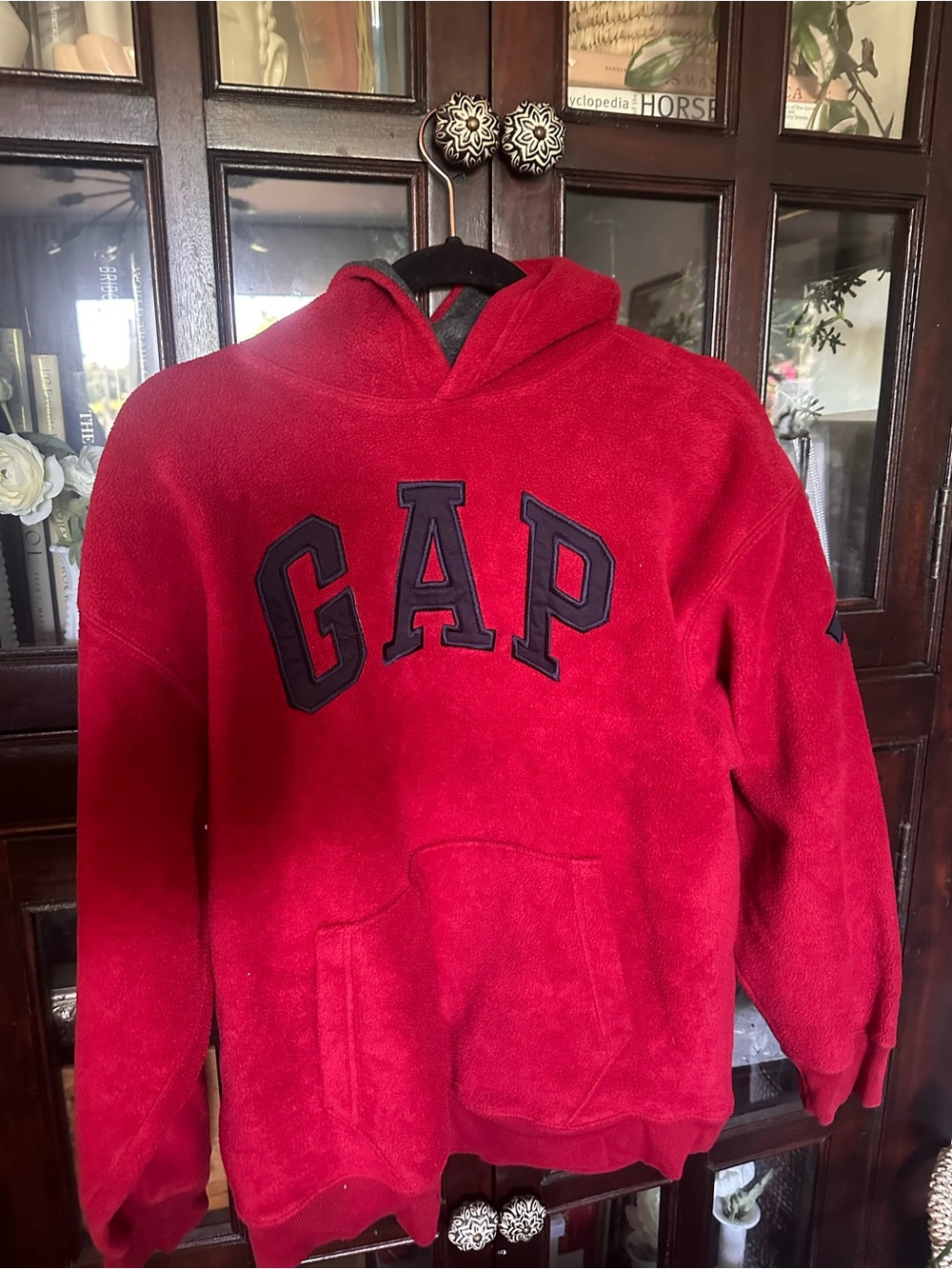 GAP Red and Navy Hooded Sweatshirt